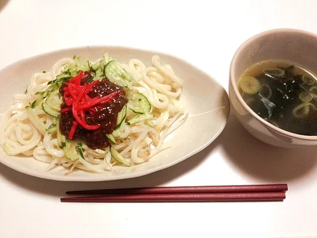 じゃじゃ麺とワカメスープ|りょうさん