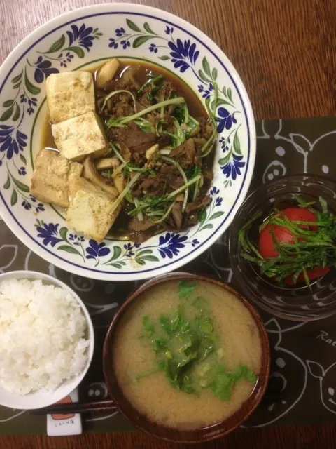 カレー風味肉豆腐、丸ごと冷しトマト、ダイコンの味噌汁|yuyangさん