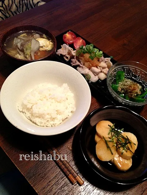 冷しゃぶ＆山芋わさび醤油＆春雨スープetc...|さおりさん