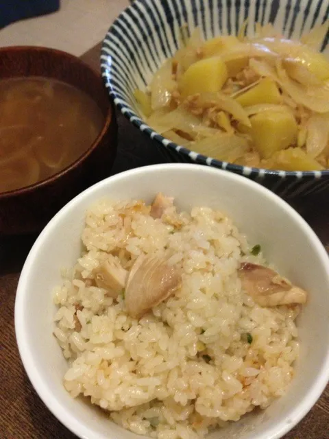 炊き込みご飯とツナ玉ねぎ煮定食|じゅんさん