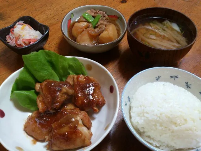 Snapdishの料理写真:鶏の照り焼き定食|maさん