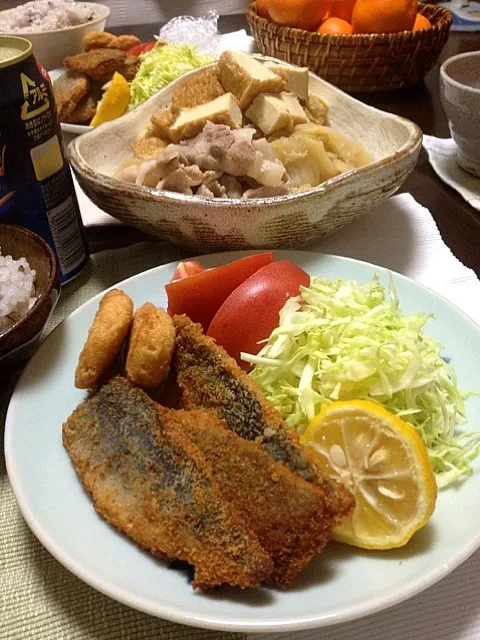 Snapdishの料理写真:フライと煮物|きゃおさん