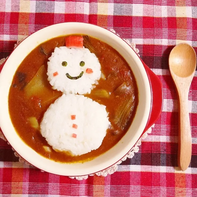 雪だるま の カレーライス|かえでんでんさん