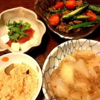 炊き込みご飯と挽肉料理|こいさんさん