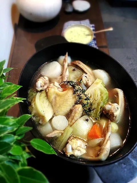 Snapdishの料理写真:鶏手羽のポトフ ソース・グリビッシュ/chicken wings,pot au feu style with sauce gribiche|rick chanさん