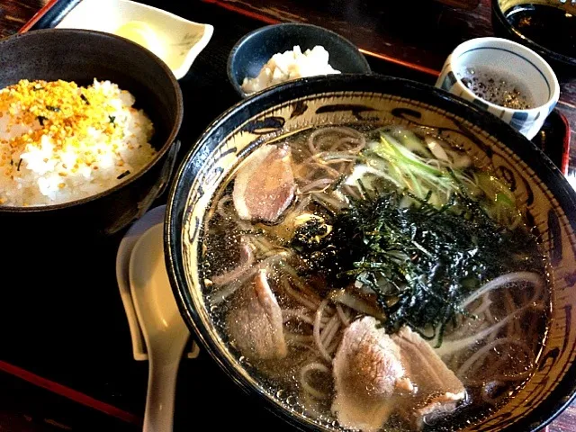 田舎家 鴨そば定食|きのこせんぱいさん