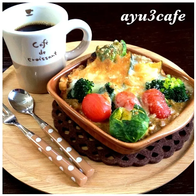 残りカレーで野菜たくさんパングラタン|ayu3cafeさん