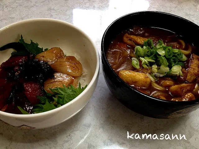 カレーうどんと漬け丼🍜|かまさん