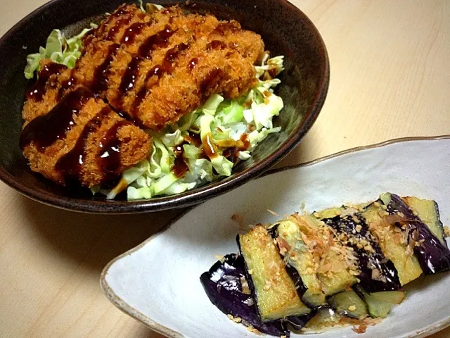 ソースカツ丼＆揚げナス|akaさん