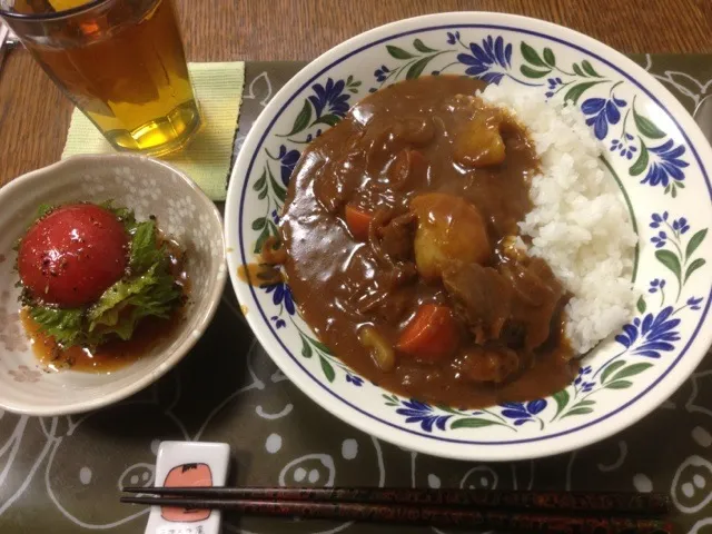 鹿肉カレー、まるごと冷やしトマト|yuyangさん