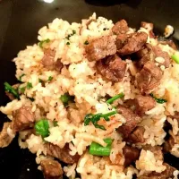 Snapdishの料理写真:Beef and watercress Garlic rice|sueさん