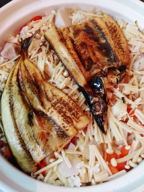 Snapdishの料理写真:灰干しサンマの土鍋ご飯|hoさん