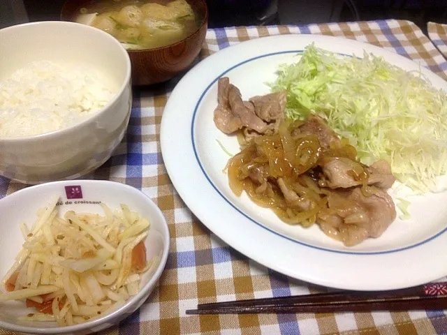 豚の生姜焼き、大根梅サラダ|食いしん坊もりもりさん