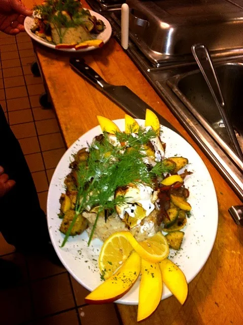 Wahoo & scallop kebab over coconut and pineapple risotto.|j t yawgerさん