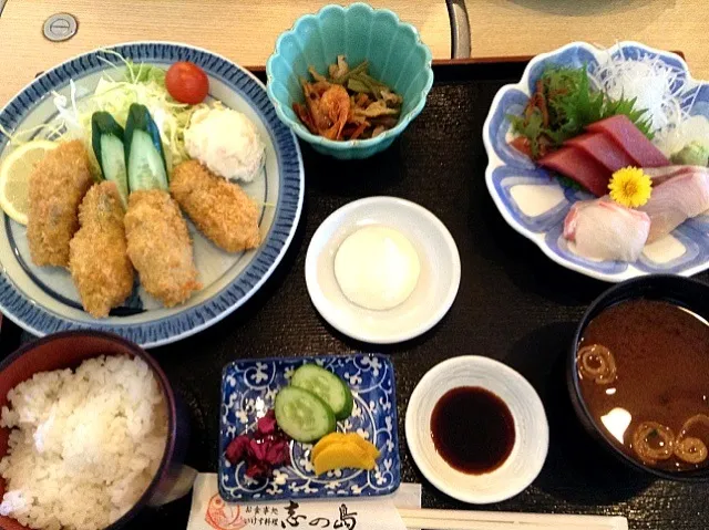 刺身＋カキフライ定食|kuniofujiiさん