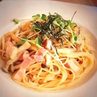 きのことベーコンの和風パスタ♡|saniさん