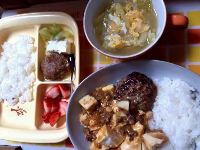 ハンバーグ麻婆豆腐丼からの離乳食|あかねかねさん