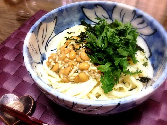 塩納豆のぶっかけうどん。|彩さん