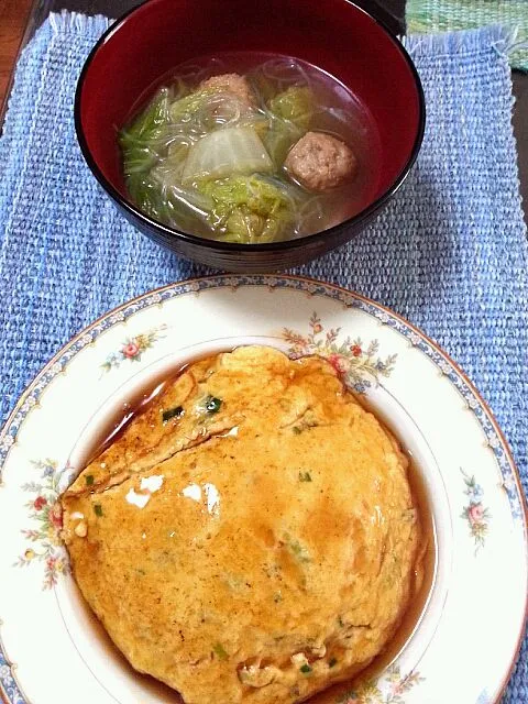 天津飯 肉団子と白菜と春雨のスープ|野崎恵理さん