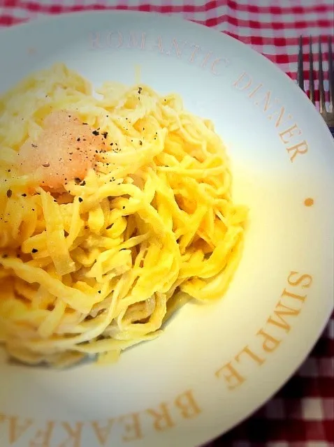 娘の手打ちパスタ第二弾。明太生クリームパスタ🍝|tomoさん