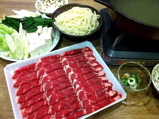 ラムしゃぶしゃぶ鍋・キュウリとちくわ酢の物|まーままさん