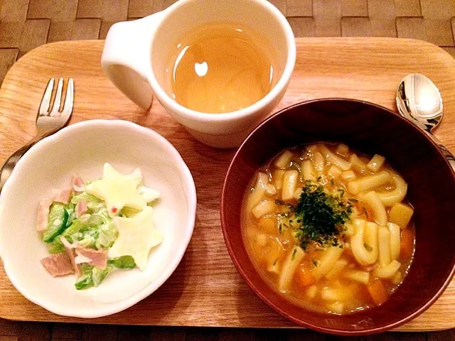 Snapdishの料理写真:【離乳食/1歳0ヶ月】カレーうどん定食|ペンギンさん