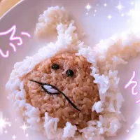 Snapdishの料理写真:白ウサギなめこキャラご飯|りお氏さん