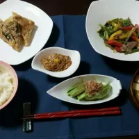 野菜炒めと油揚ツナ焼き|ミサさん