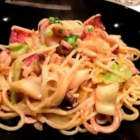 ヤリイカの塩辛クリームパスタ