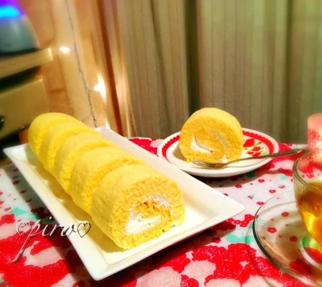 ☆ふわふわ米粉のロールケーキ☆    Roll cake of rice flour|ピロさん