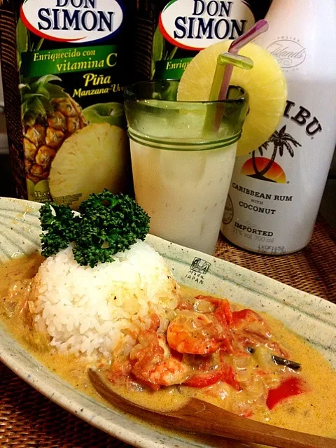 Snapdishの料理写真:From Brazil! Moqueca & Piña Colada  ブラジルより。ムケッカとピニャコラーダ♡|romieさん