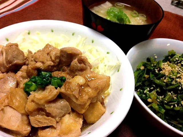 鳥もも肉のみぞれ煮＆大根葉の油炒め|ナオさん