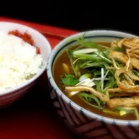 カレーうどん＆〆に投入用のごはん|ぴーさん