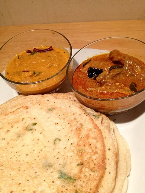 dosa with coconut chutney n chic curry 😋|fadheelaさん