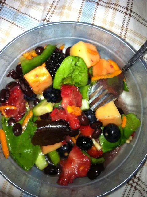 Snapdishの料理写真:Fruit n veggie raspberry vinegarette salad.|Kellyさん