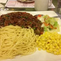 Tofu steak with minced pork and linguini|Skyler Lewさん