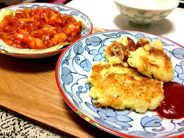 エビチリとじゃがいものチーズお焼き|ちえさん