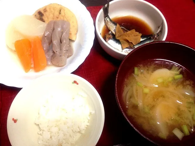 いわしの生姜煮  煮物  かぶと玉ねぎのお味噌汁|えりさん