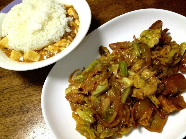 逆さ麻婆丼、ホルモン焼きw|Kojiさん