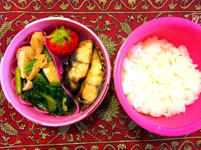 焼き鯖と小松菜の煮浸し弁当|もえさん