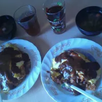 Snapdishの料理写真:手作りオムライスとスープ|いとうさとみさん