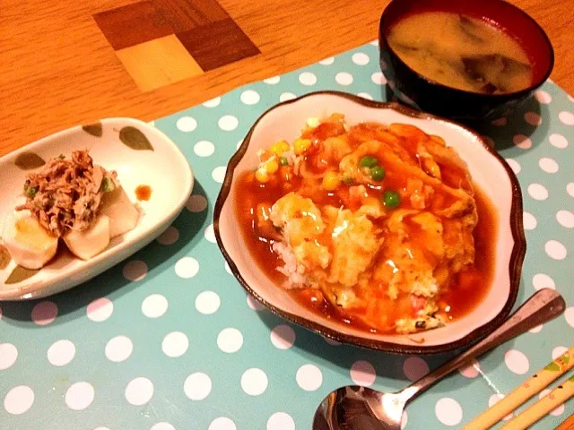 天津丼、長いものカナッペ|なおさん