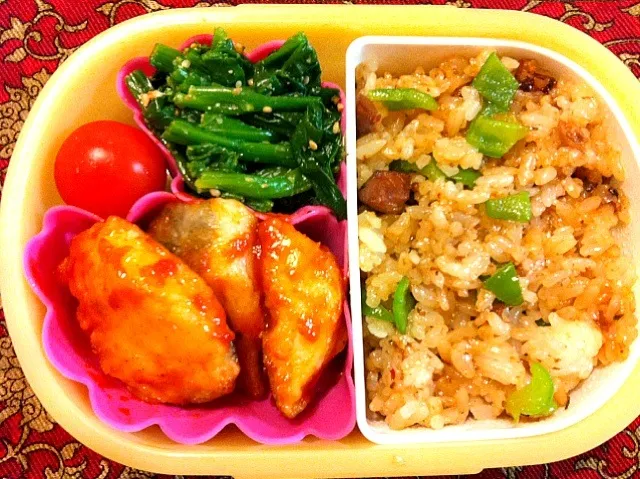 鱈のケチャップ炒めとチャーハン弁当|もえさん