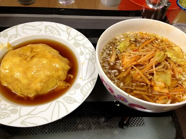 天津飯と野菜ラーメンセット|見習いコックさんさん