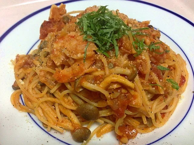 海老とシメジのトマトソースパスタ|虎キチ6さん