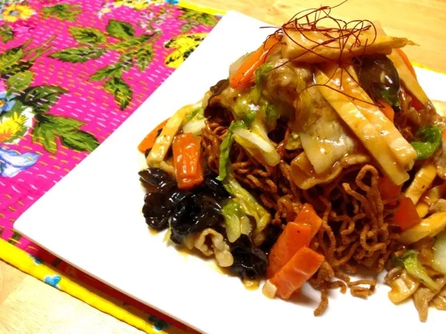 パリパリ麺の豚肉と野菜のあんかけかた焼きそば☆|ありなさん