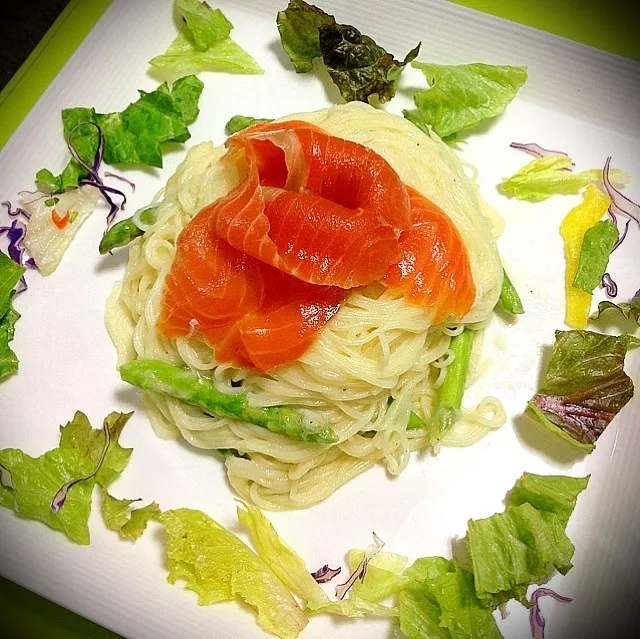 smoked salmon cream pasta|dotさん