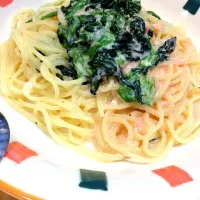 Snapdishの料理写真:ほうれん草のたらこクリームパスタ|高橋玲子さん