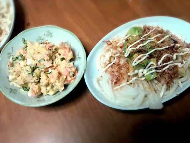 新じゃがのポテサラとアボカドサラダうどん♥|chickさん