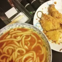 Curry Udon + Chicken + Sushi|Kurisu Changさん